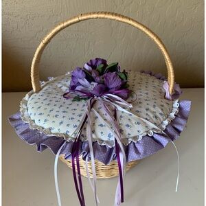 Vintage Padded Fabric Sewing Basket
